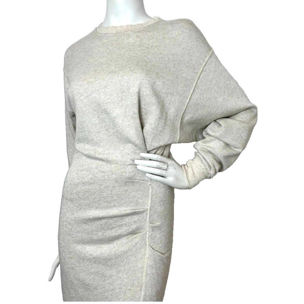 Isabel Marant Etoile Fewlyn Dress Size Small 36 Cotton Linen Knit Ruched Gray - Picture 3 of 10